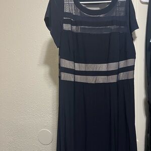 R&M Richards Black and Gray Striped Dress